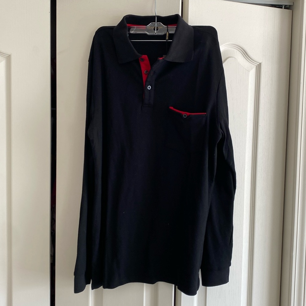 GHYUGR Men's Long Sleeve Polo - Large - Black